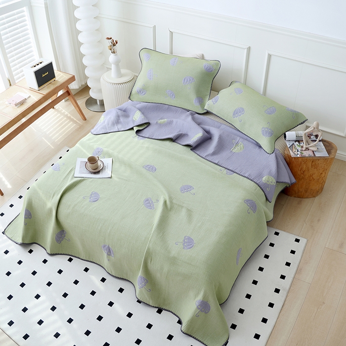 91家纺网 家纺一手货源 找家纺 朴尔家纺-毛巾被 2026新款柔绵绵风贝壳针复合工艺六层纱布毛巾被盖毯-朴尔经典款常年备货 晨雨-绿