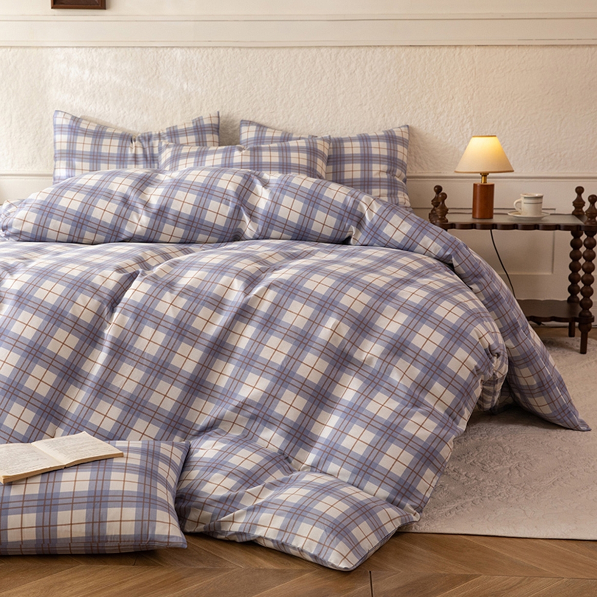 91家纺网 家纺一手货源 找家纺 八十八家纺 2026新款无印风全棉纯棉斜纹条格单被套被套单件单品被套 青岚