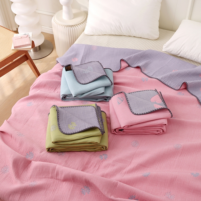 91家纺网 家纺一手货源 找家纺 （总）朴尔家纺-毛巾被 2026新款柔绵绵风贝壳针复合工艺六层纱布毛巾被盖毯-朴尔经典款常年备货