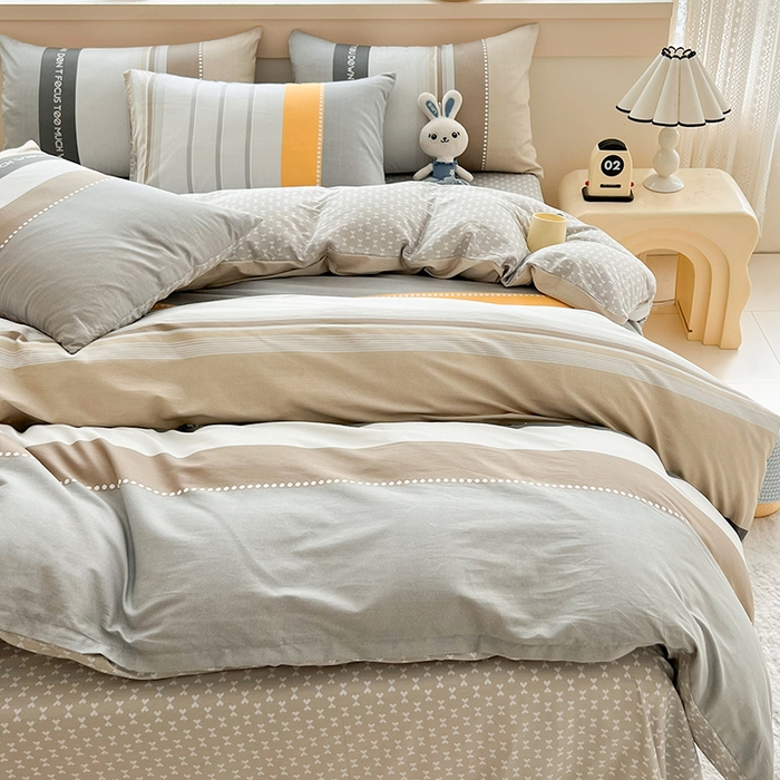 91家纺网 家纺一手货源 找家纺 爱诗诺家纺 2026新款100%全棉纯棉床单单件床单单品单床单【送货上门.多少都可以送】 安逸时光灰