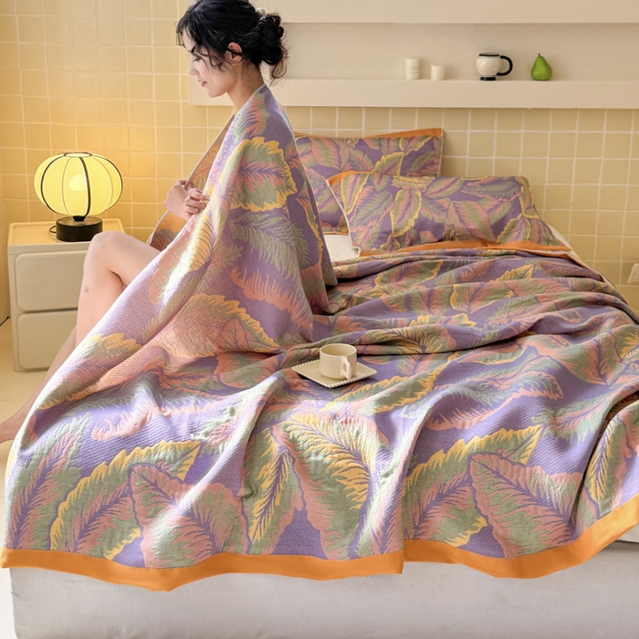 91家纺网 家纺一手货源 找家纺 （总）朴尔家纺-毛巾被 2026新款彩棉云柔三层纱布毛巾被三件套盖毯