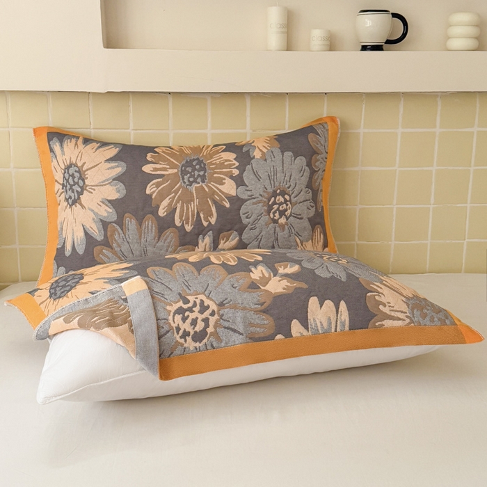 91家纺网 家纺一手货源 找家纺 朴尔家纺-毛巾被 2026新款彩棉云柔三层纱布毛巾被三件套盖毯 花间令