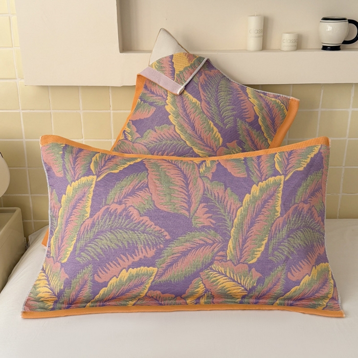 91家纺网 家纺一手货源 找家纺 朴尔家纺-毛巾被 2026新款彩棉云柔三层纱布毛巾被三件套盖毯 悦夏