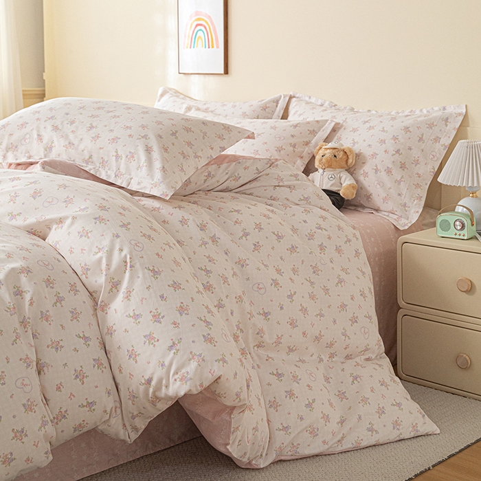 91家纺网 家纺一手货源 找家纺 爱诗诺家纺 2026新款100%全棉纯棉床单单件床单单品单床单【送货上门.多少都可以送】 点点曼莎-粉