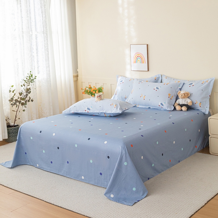 爱诗诺家纺 2026新款100%全棉纯棉床单单件床单单品单床单【送货上门.多少都可以送】 可爱修狗-蓝
