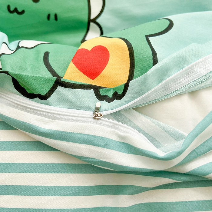 91家纺网 家纺一手货源 找家纺 爱诗诺家纺 2026新款100%全棉纯棉床单单件床单单品单床单【送货上门.多少都可以送】 恐龙告白绿