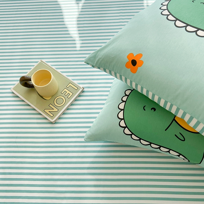 91家纺网 家纺一手货源 找家纺 爱诗诺家纺 2026新款100%全棉纯棉床单单件床单单品单床单【送货上门.多少都可以送】 恐龙告白绿