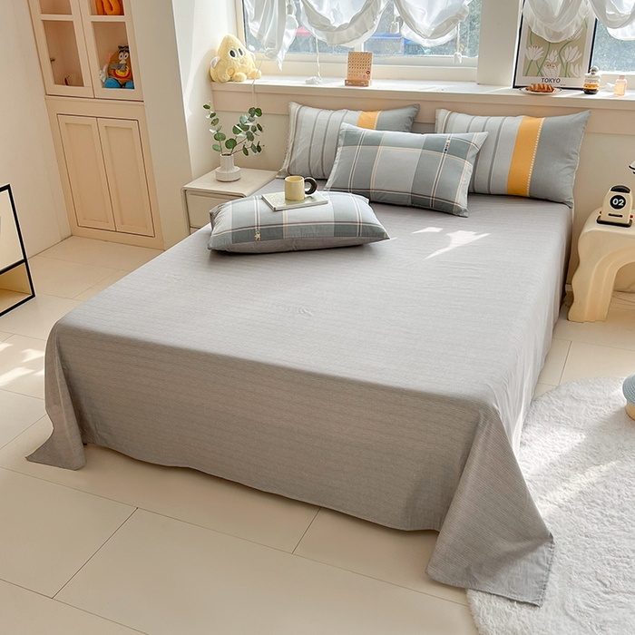 91家纺网 家纺一手货源 找家纺 爱诗诺家纺 2026新款100%全棉纯棉床单单件床单单品单床单【送货上门.多少都可以送】 里斯本灰