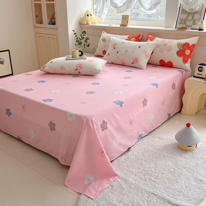 爱诗诺家纺 2026新款100%全棉纯棉床单单件床单单品单床单【送货上门.多少都可以送】 桃花朵朵