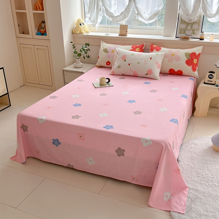 91家纺网 家纺一手货源 找家纺 爱诗诺家纺 2026新款100%全棉纯棉床单单件床单单品单床单【送货上门.多少都可以送】 桃花朵朵