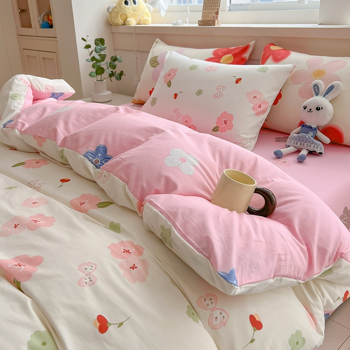 91家纺网 家纺一手货源 找家纺 爱诗诺家纺 2026新款100%全棉纯棉床单单件床单单品单床单【送货上门.多少都可以送】 桃花朵朵