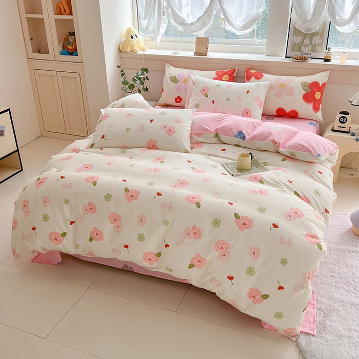 91家纺网 家纺一手货源 找家纺 爱诗诺家纺 2026新款100%全棉纯棉床单单件床单单品单床单【送货上门.多少都可以送】 桃花朵朵