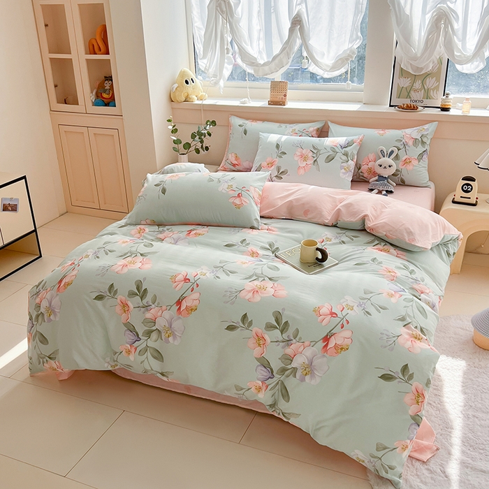 91家纺网 家纺一手货源 找家纺 爱诗诺家纺 2026新款100%全棉纯棉床单单件床单单品单床单【送货上门.多少都可以送】 云想花荣绿