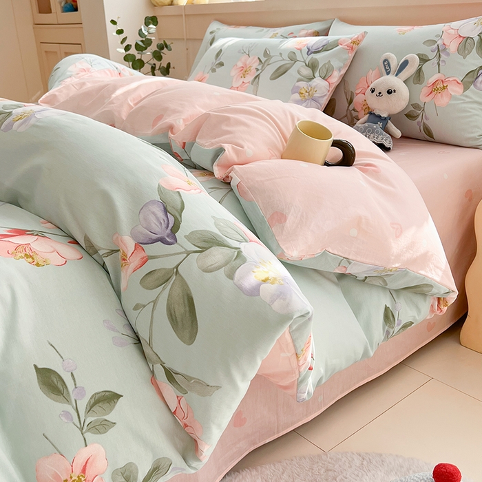 91家纺网 家纺一手货源 找家纺 爱诗诺家纺 2026新款100%全棉纯棉床单单件床单单品单床单【送货上门.多少都可以送】 云想花荣绿