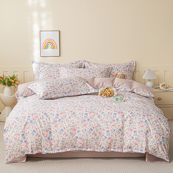 91家纺网 家纺一手货源 找家纺 爱诗诺家纺 2026新款100%全棉纯棉床单单件床单单品单床单【送货上门.多少都可以送】 云絮花-粉