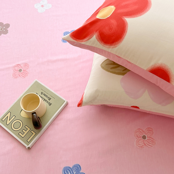 爱诗诺家纺 2026新款100%全棉纯棉单枕套枕套单件单品枕套【送货上门.多少都可以送】 花儿乐团米