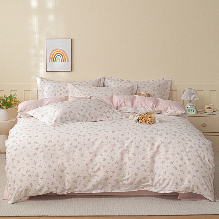 91家纺网 家纺一手货源 找家纺 爱诗诺家纺 2026新款100%全棉纯棉单枕套枕套单件单品枕套【送货上门.多少都可以送】 点点曼莎-粉