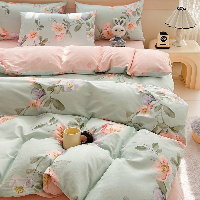 91家纺网 家纺一手货源 找家纺 爱诗诺家纺 2026新款100%全棉纯棉单枕套枕套单件单品枕套【送货上门.多少都可以送】 云想花荣绿