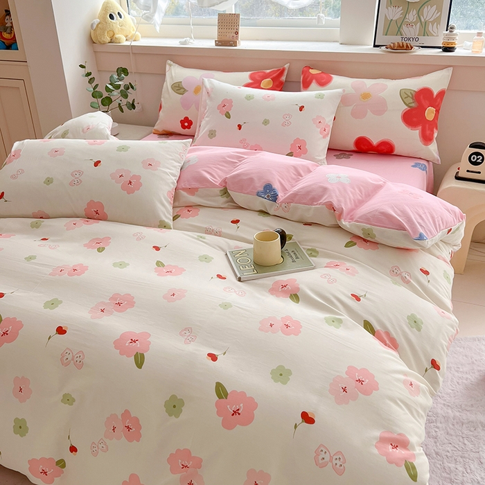 91家纺网 家纺一手货源 找家纺 爱诗诺家纺 2026新款100%全棉纯棉单枕套枕套单件单品枕套【送货上门.多少都可以送】 桃花朵朵