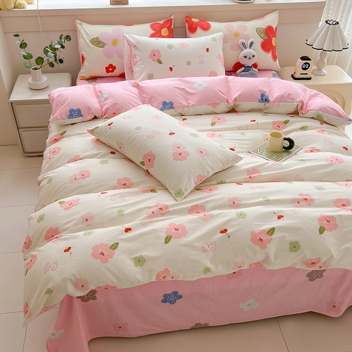 91家纺网 家纺一手货源 找家纺 爱诗诺家纺 2026新款100%全棉纯棉单枕套枕套单件单品枕套【送货上门.多少都可以送】 桃花朵朵