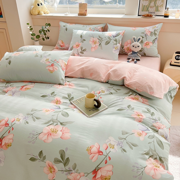 91家纺网 家纺一手货源 找家纺 爱诗诺家纺 2026新款100%全棉纯棉单枕套枕套单件单品枕套【送货上门.多少都可以送】 云想花荣绿