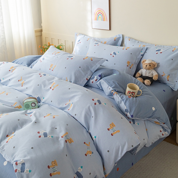 91家纺网 家纺一手货源 找家纺 爱诗诺家纺 2026新款100%全棉纯棉单枕套枕套单件单品枕套【送货上门.多少都可以送】 可爱修狗-蓝