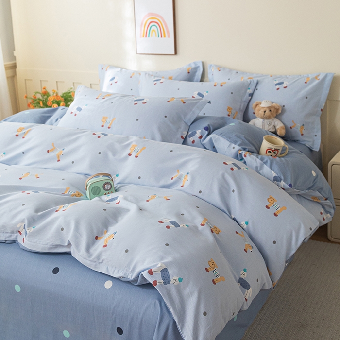 91家纺网 家纺一手货源 找家纺 爱诗诺家纺 2026新款100%全棉纯棉单枕套枕套单件单品枕套【送货上门.多少都可以送】 可爱修狗-蓝