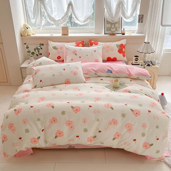 91家纺网 家纺一手货源 找家纺 爱诗诺家纺 2026新款100%全棉纯棉单枕套枕套单件单品枕套【送货上门.多少都可以送】 桃花朵朵