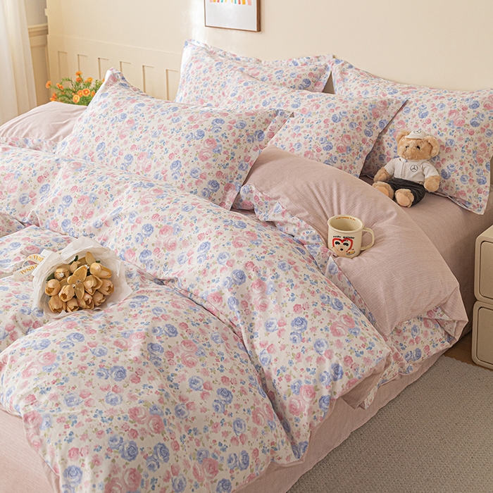 91家纺网 家纺一手货源 找家纺 爱诗诺家纺 2026新款100%全棉纯棉单枕套枕套单件单品枕套【送货上门.多少都可以送】 云絮花-粉