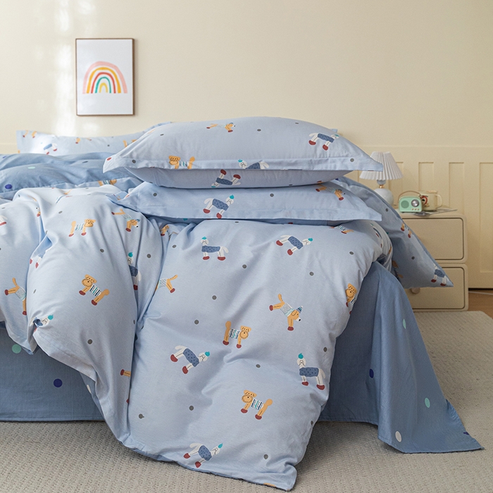 91家纺网 家纺一手货源 找家纺 爱诗诺家纺 2026新款100%全棉纯棉单被套被套单件单品被套【送货上门.多少都可以送】 可爱修狗-蓝