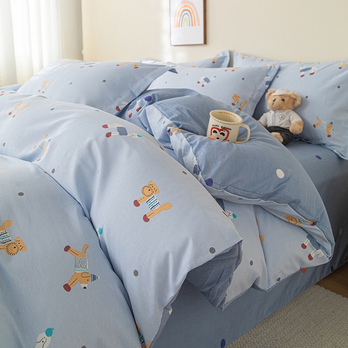 91家纺网 家纺一手货源 找家纺 爱诗诺家纺 2026新款100%全棉纯棉单被套被套单件单品被套【送货上门.多少都可以送】 可爱修狗-蓝