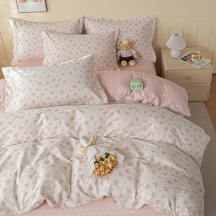 91家纺网 家纺一手货源 找家纺 爱诗诺家纺 2026新款100%全棉纯棉单被套被套单件单品被套【送货上门.多少都可以送】 点点曼莎-粉