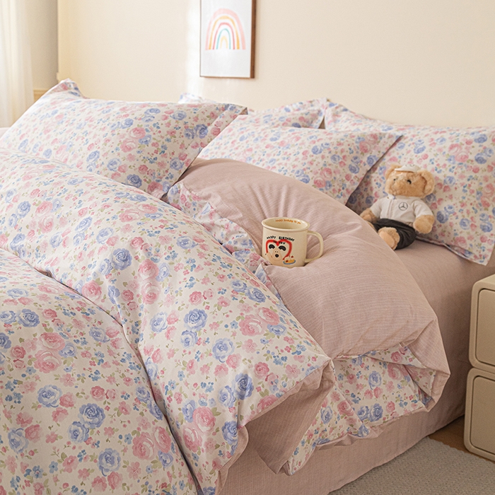 91家纺网 家纺一手货源 找家纺 爱诗诺家纺 2026新款100%全棉纯棉单被套被套单件单品被套【送货上门.多少都可以送】 云絮花-粉