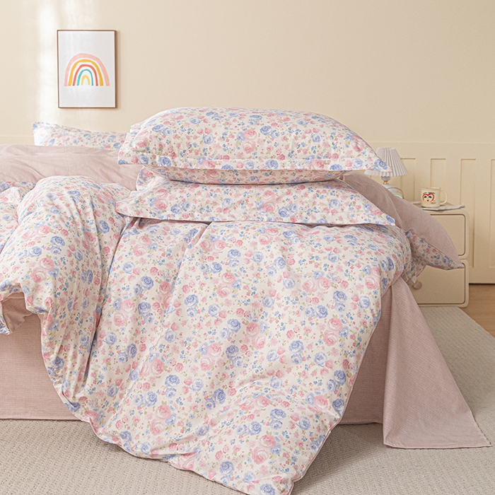 91家纺网 家纺一手货源 找家纺 爱诗诺家纺 2026新款100%全棉纯棉单被套被套单件单品被套【送货上门.多少都可以送】 云絮花-粉