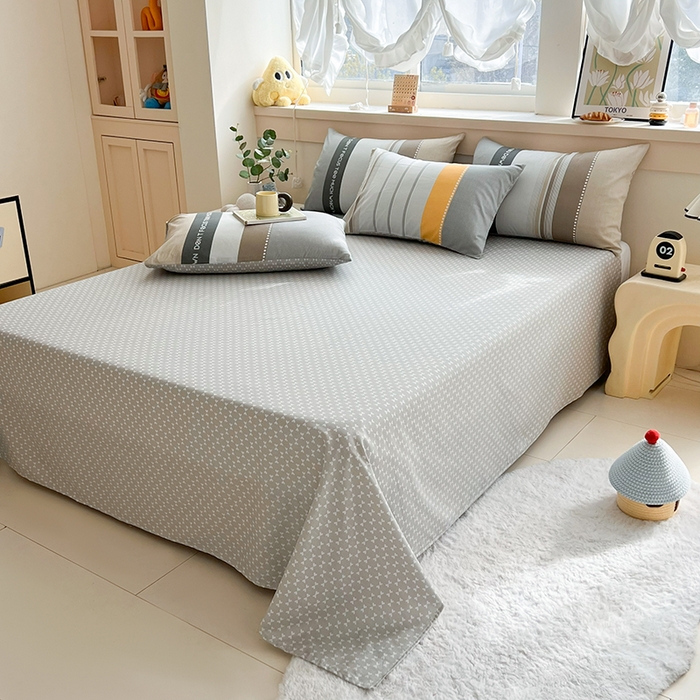 91家纺网 家纺一手货源 找家纺 爱诗诺家纺 2026新款100%全棉纯棉单被套被套单件单品被套【送货上门.多少都可以送】 安逸时光灰