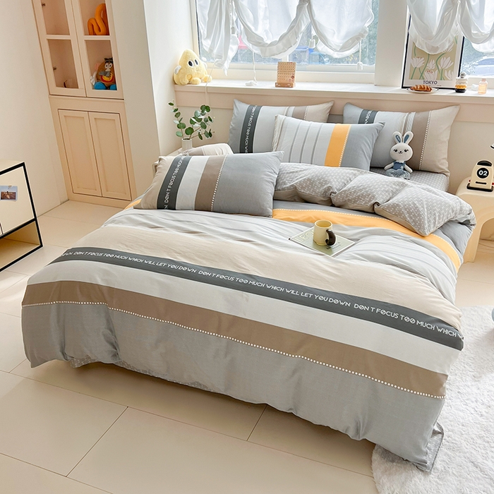 91家纺网 家纺一手货源 找家纺 爱诗诺家纺 2026新款100%全棉纯棉单被套被套单件单品被套【送货上门.多少都可以送】 安逸时光灰