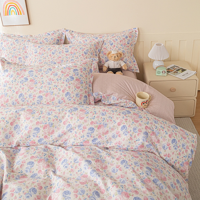 91家纺网 家纺一手货源 找家纺 爱诗诺家纺 2026新款100%全棉纯棉单被套被套单件单品被套【送货上门.多少都可以送】 云絮花-粉