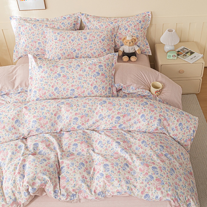 91家纺网 家纺一手货源 找家纺 爱诗诺家纺 2026新款100%全棉纯棉单被套被套单件单品被套【送货上门.多少都可以送】 云絮花-粉