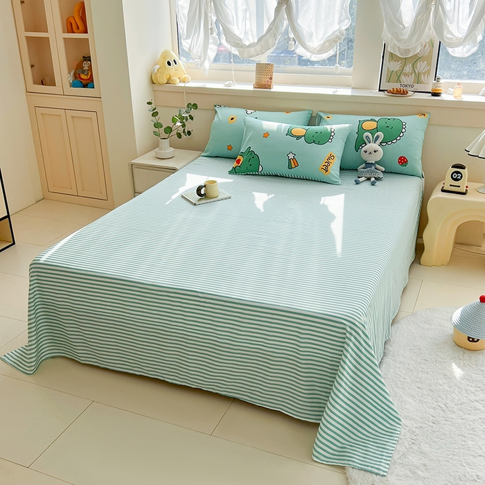 91家纺网 家纺一手货源 找家纺 爱诗诺家纺 2026新款100%全棉纯棉单被套被套单件单品被套【送货上门.多少都可以送】 恐龙告白绿