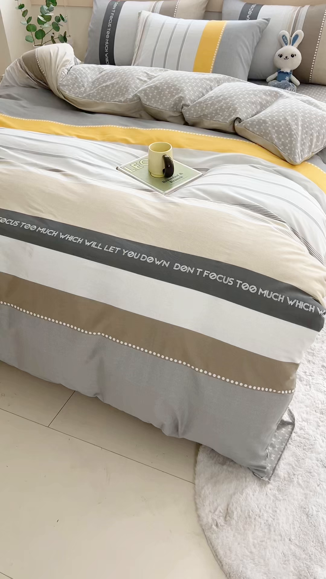 91家纺网 家纺一手货源 找家纺 爱诗诺家纺 2026新款100%全棉纯棉单被套被套单件单品被套【送货上门.多少都可以送】 安逸时光灰