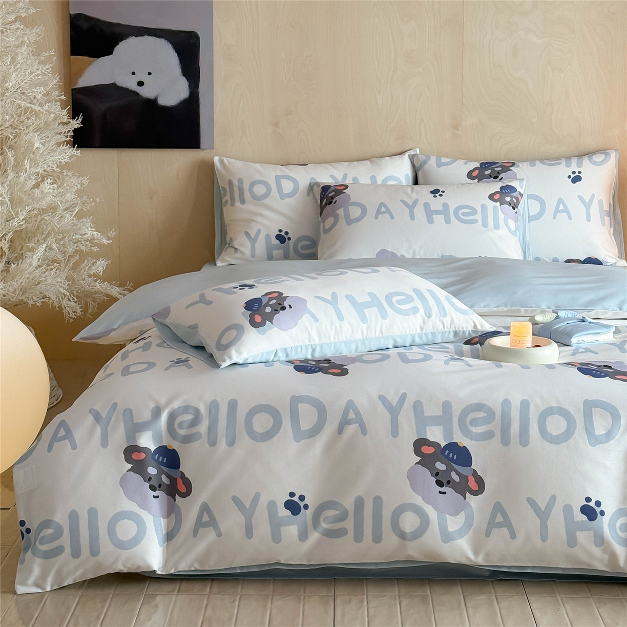 91家纺网 家纺一手货源 找家纺 典曼家纺 2026新款纯棉四件套高级100Pro全棉贡缎卡通四件套 慕朵