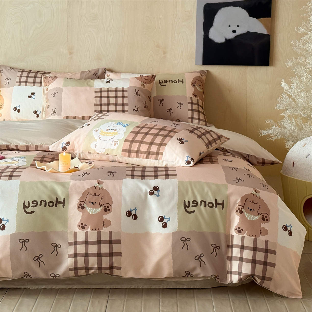 典曼家纺 2026新款纯棉四件套高级100Pro全棉贡缎卡通四件套 奇诺