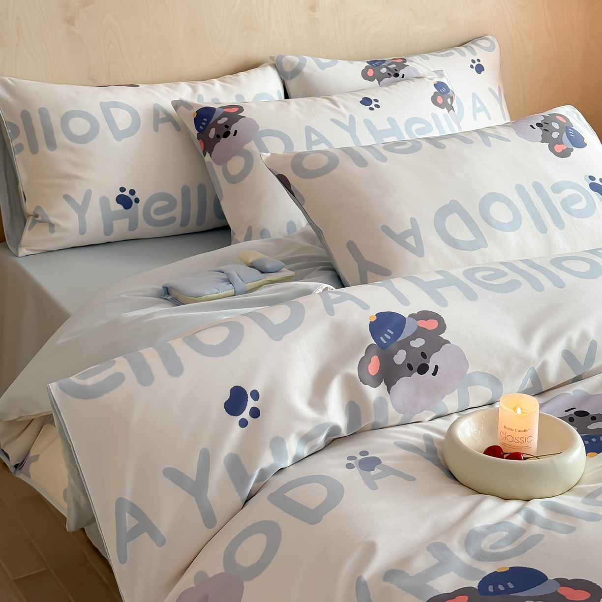 91家纺网 家纺一手货源 找家纺 典曼家纺 2026新款纯棉四件套高级100Pro全棉贡缎卡通四件套 慕朵