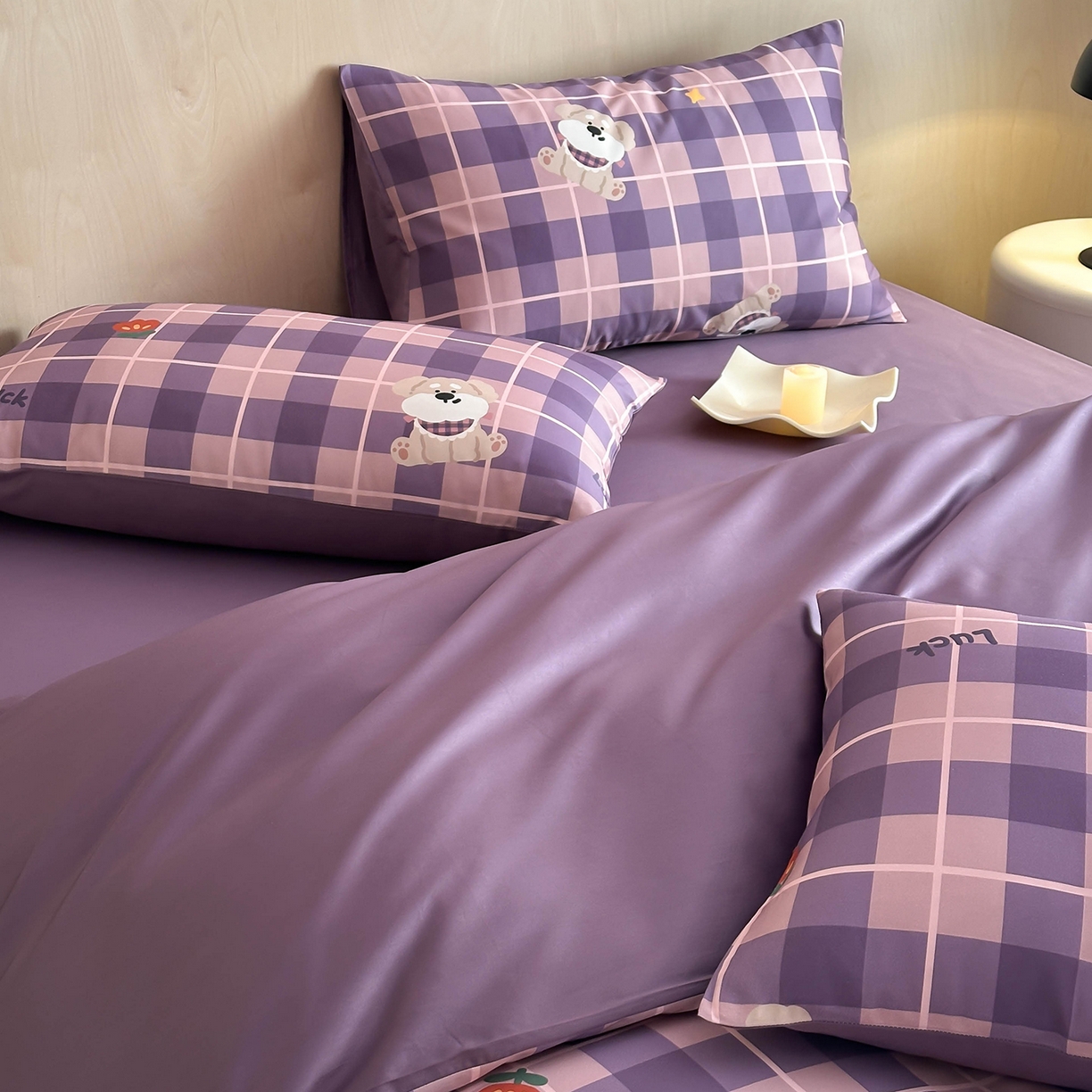 91家纺网 家纺一手货源 找家纺 典曼家纺 2026新款纯棉四件套高级100Pro全棉贡缎卡通四件套 茶野