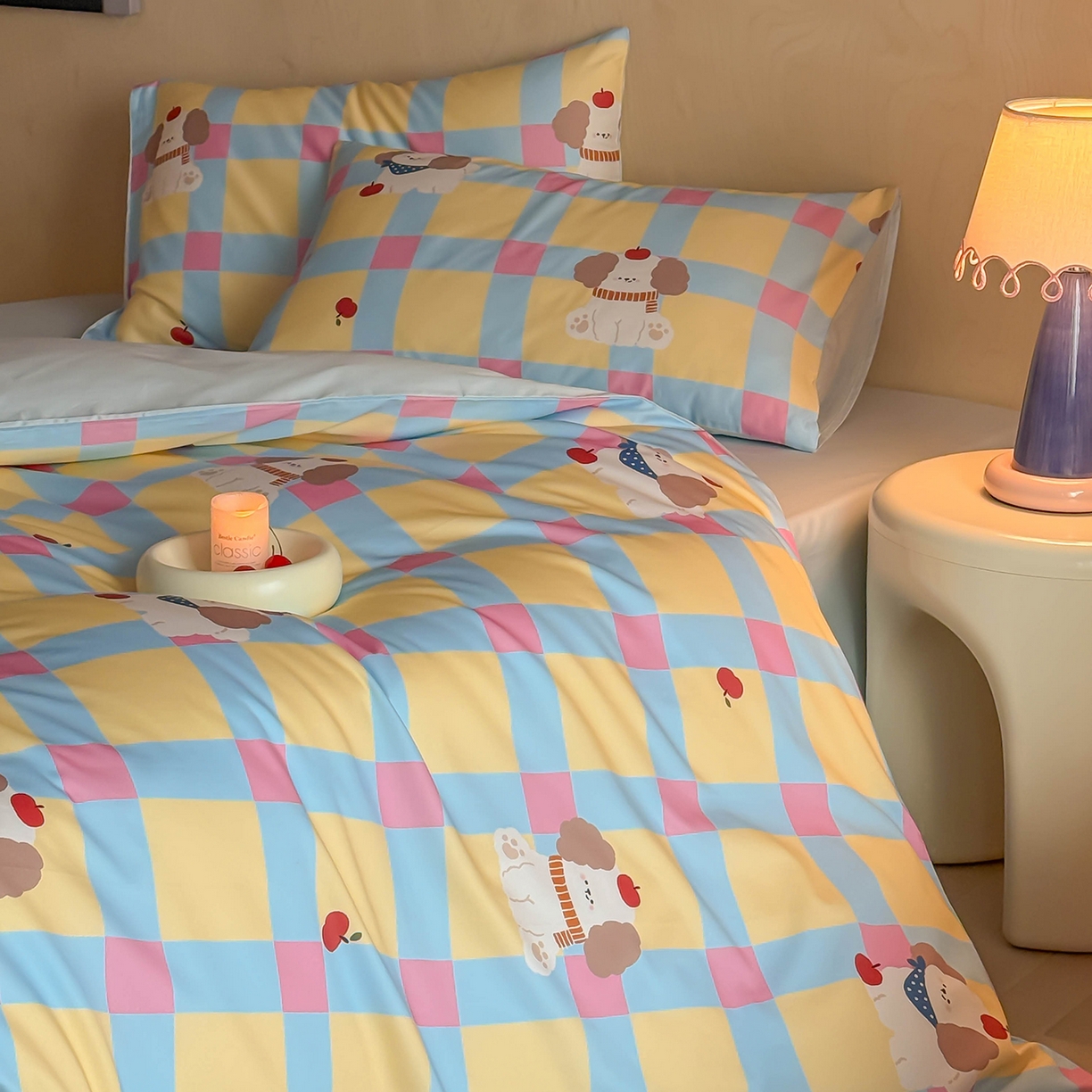 91家纺网 家纺一手货源 找家纺 典曼家纺 2026新款纯棉四件套高级100Pro全棉贡缎卡通四件套 米拉