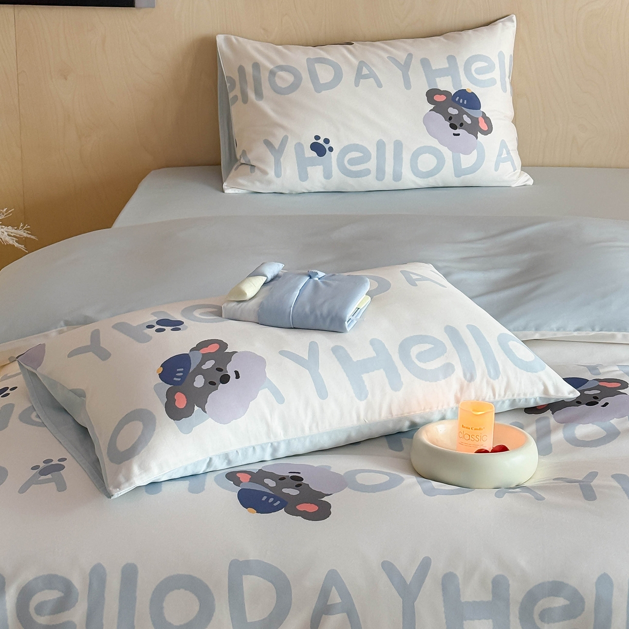 91家纺网 家纺一手货源 找家纺 典曼家纺 2026新款纯棉四件套高级100Pro全棉贡缎卡通四件套 慕朵