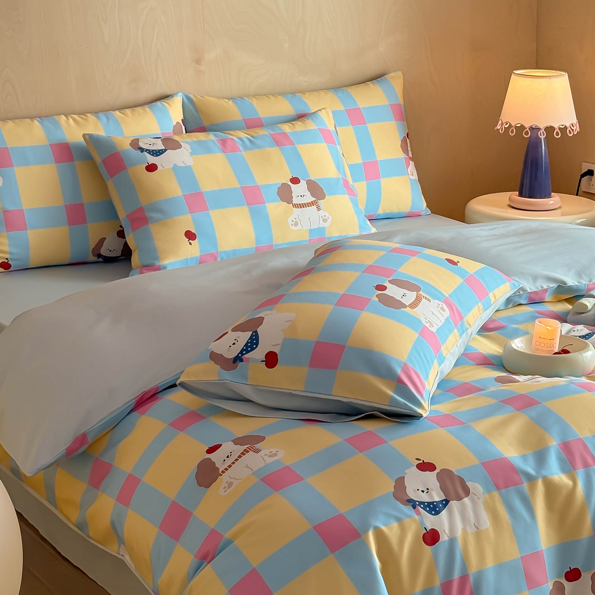 91家纺网 家纺一手货源 找家纺 典曼家纺 2026新款纯棉四件套高级100Pro全棉贡缎卡通四件套 米拉