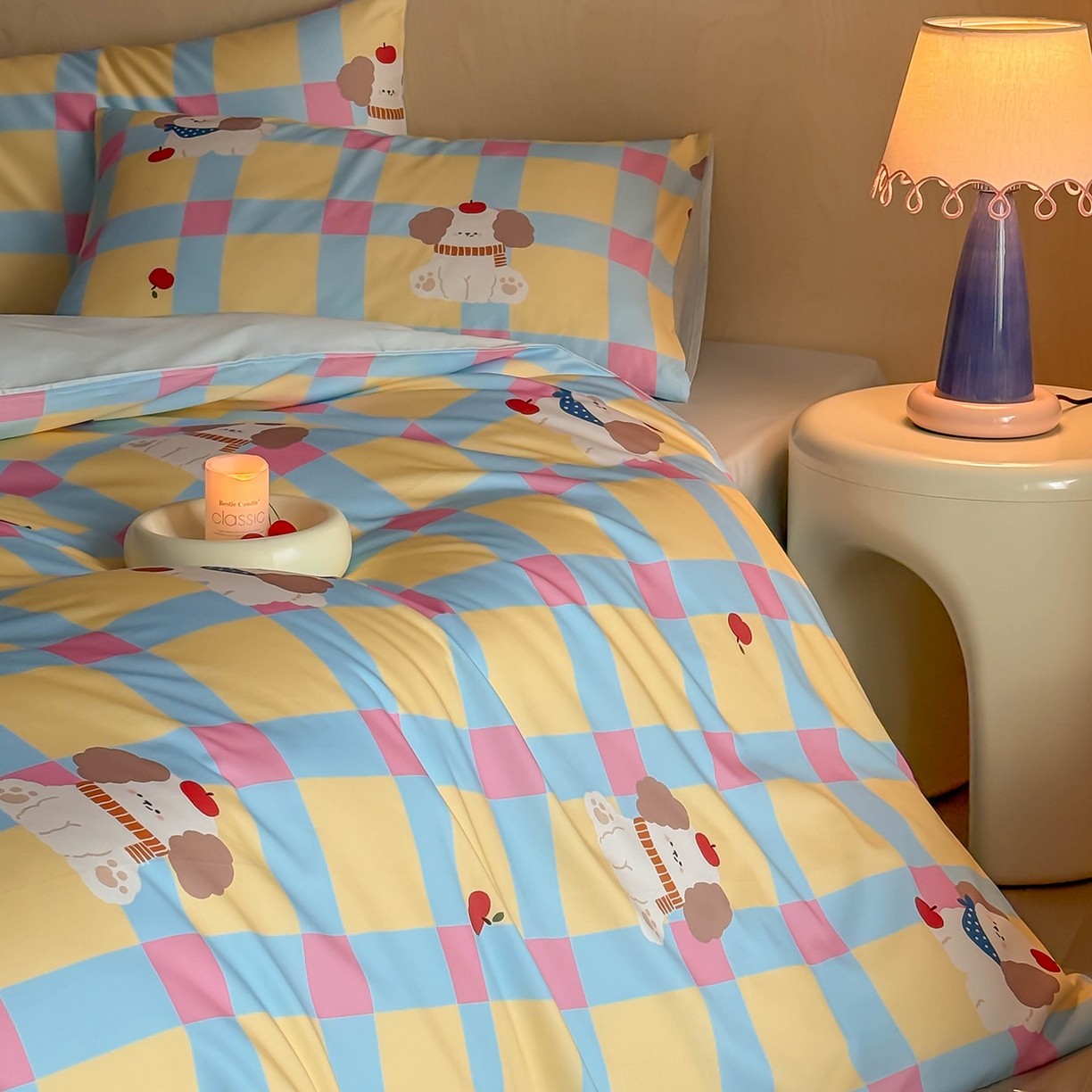 91家纺网 家纺一手货源 找家纺 典曼家纺 2026新款纯棉四件套高级100Pro全棉贡缎卡通四件套 米拉