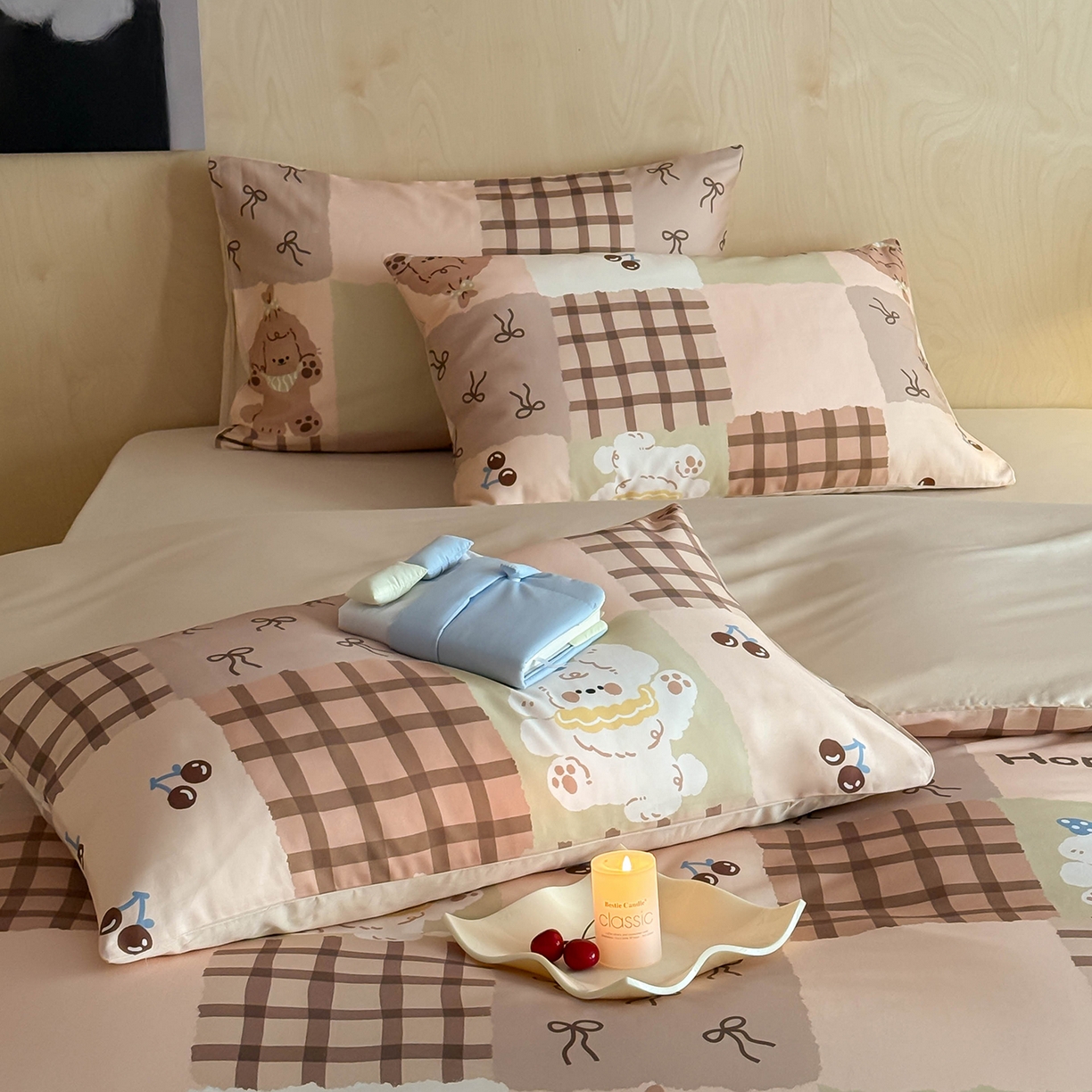 91家纺网 家纺一手货源 找家纺 典曼家纺 2026新款纯棉四件套高级100Pro全棉贡缎卡通四件套 奇诺