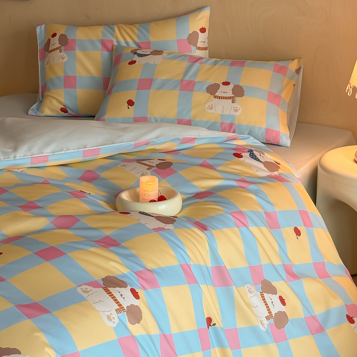 91家纺网 家纺一手货源 找家纺 典曼家纺 2026新款纯棉四件套高级100Pro全棉贡缎卡通四件套 米拉